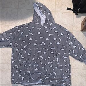 Cozy Gray Star and Moon Kids Hoodie